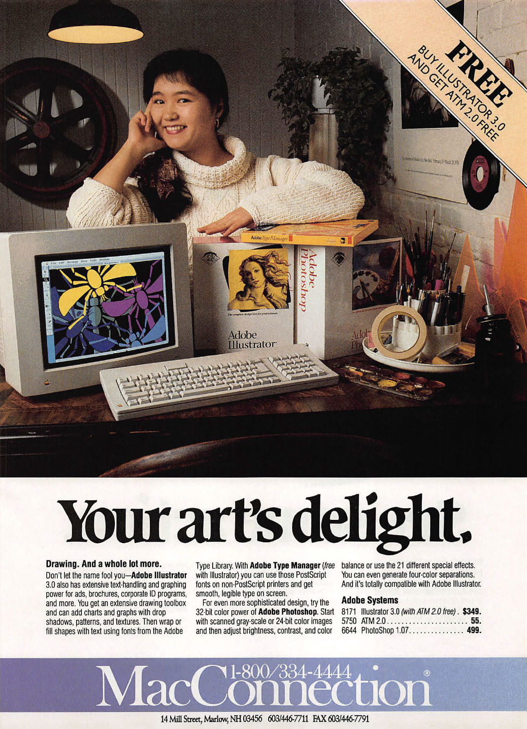 image of a 1990 print ad for Adobe Systems