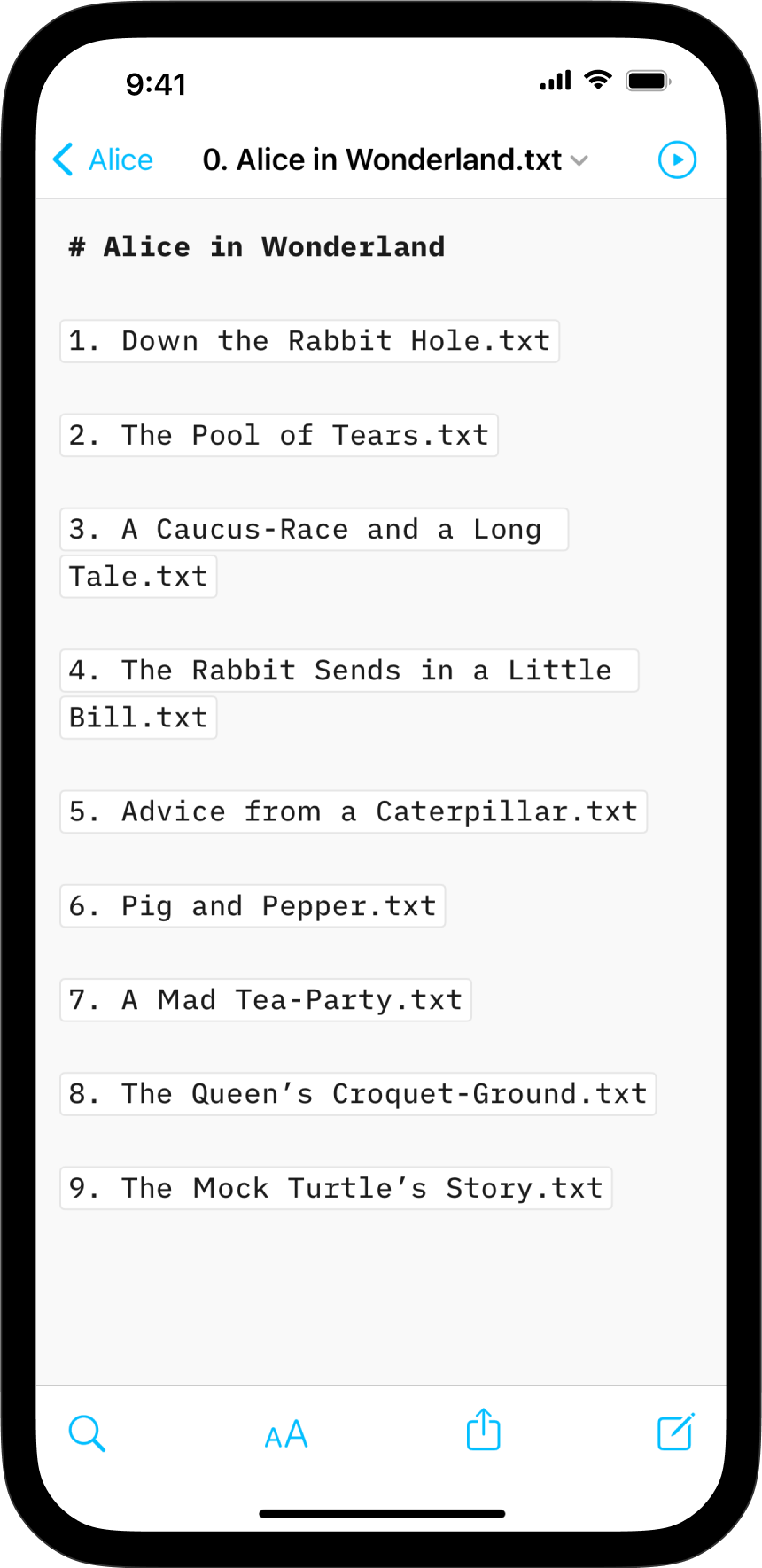 A screenshot of the Editor with a list of files added as Content Blocks.