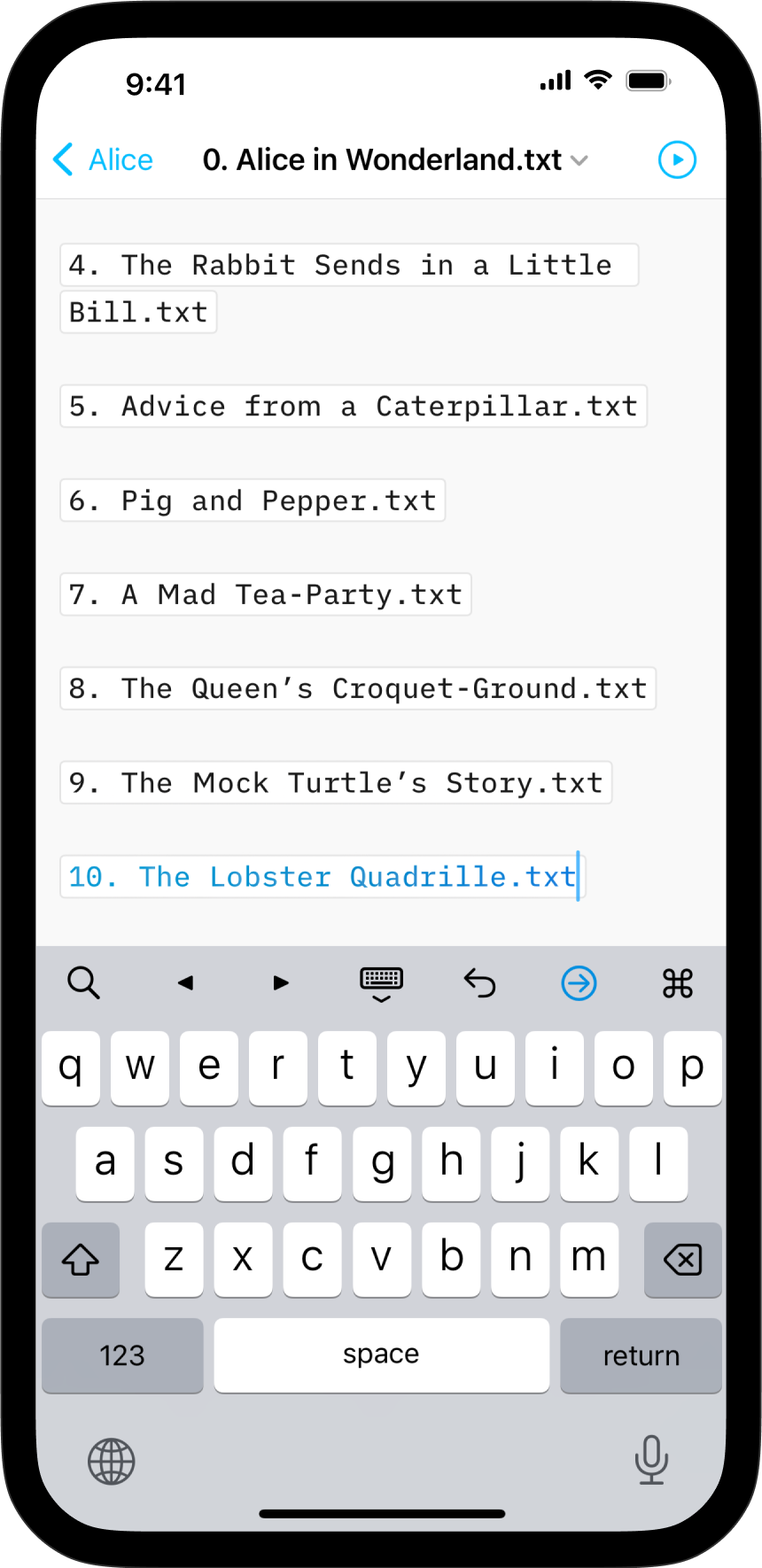 A screenshot of the Editor with a list of files added as Content Blocks.