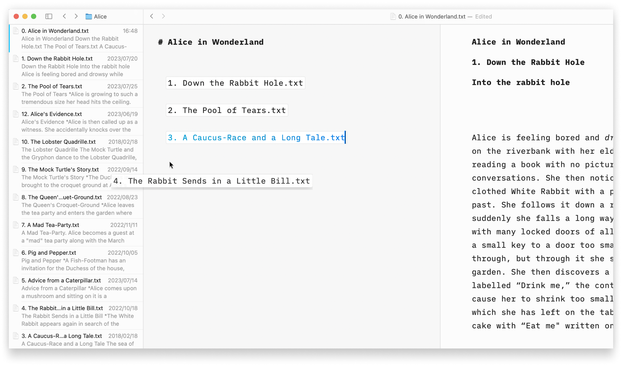 A screenshot showing a file being dragged from the Library to the Editor, adding it as a Content Block in the open document.