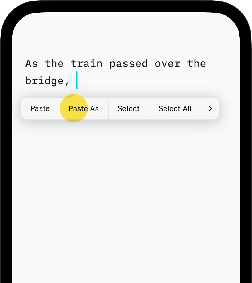 A screenshot of a pop-up menu with the item 

