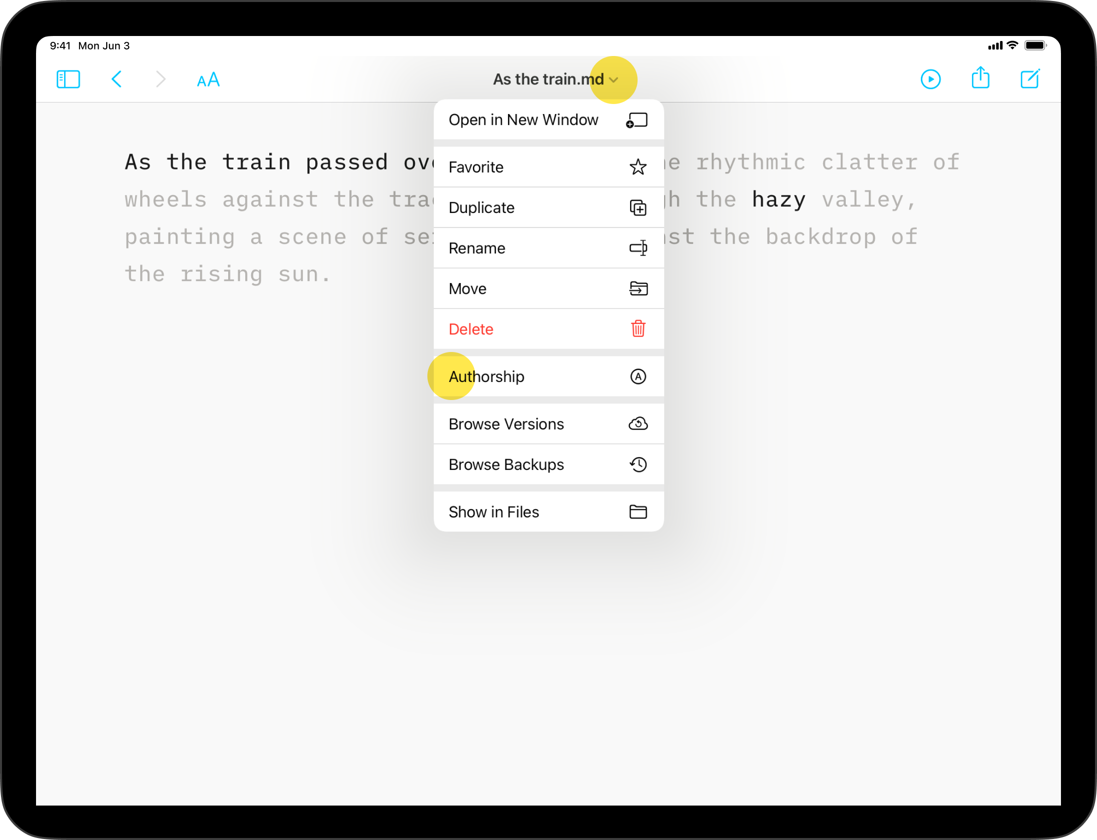 A screenshot of a pop-up menu with the 