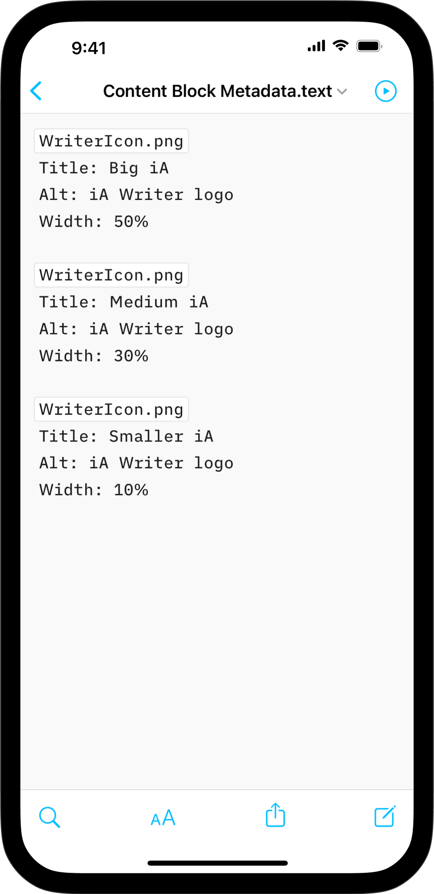 A screenshot of the Editor with Content Blocks and their metadata under